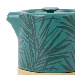 Theiere en grès émeraude avec avec filtre - tropic'art