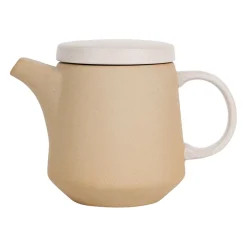 Theiere en grès naturel mat avec filtre - terre boheme