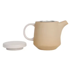 Theiere en grès naturel mat avec filtre - terre boheme