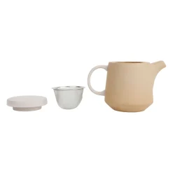 Theiere en grès naturel mat avec filtre - terre boheme