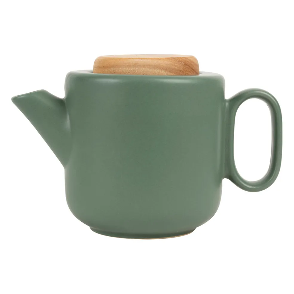 Theiere en grès vert mat avec filtre - baltika