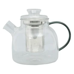 Theiere en verre avec filtre anse grise