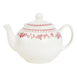 Théière anglaise en faïence blanc et bordeaux - faustine
