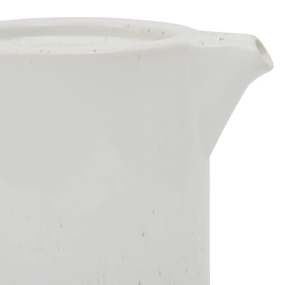 Théière avec filtre blanc moucheté 1.15l en grès et dessous en bois - nordika