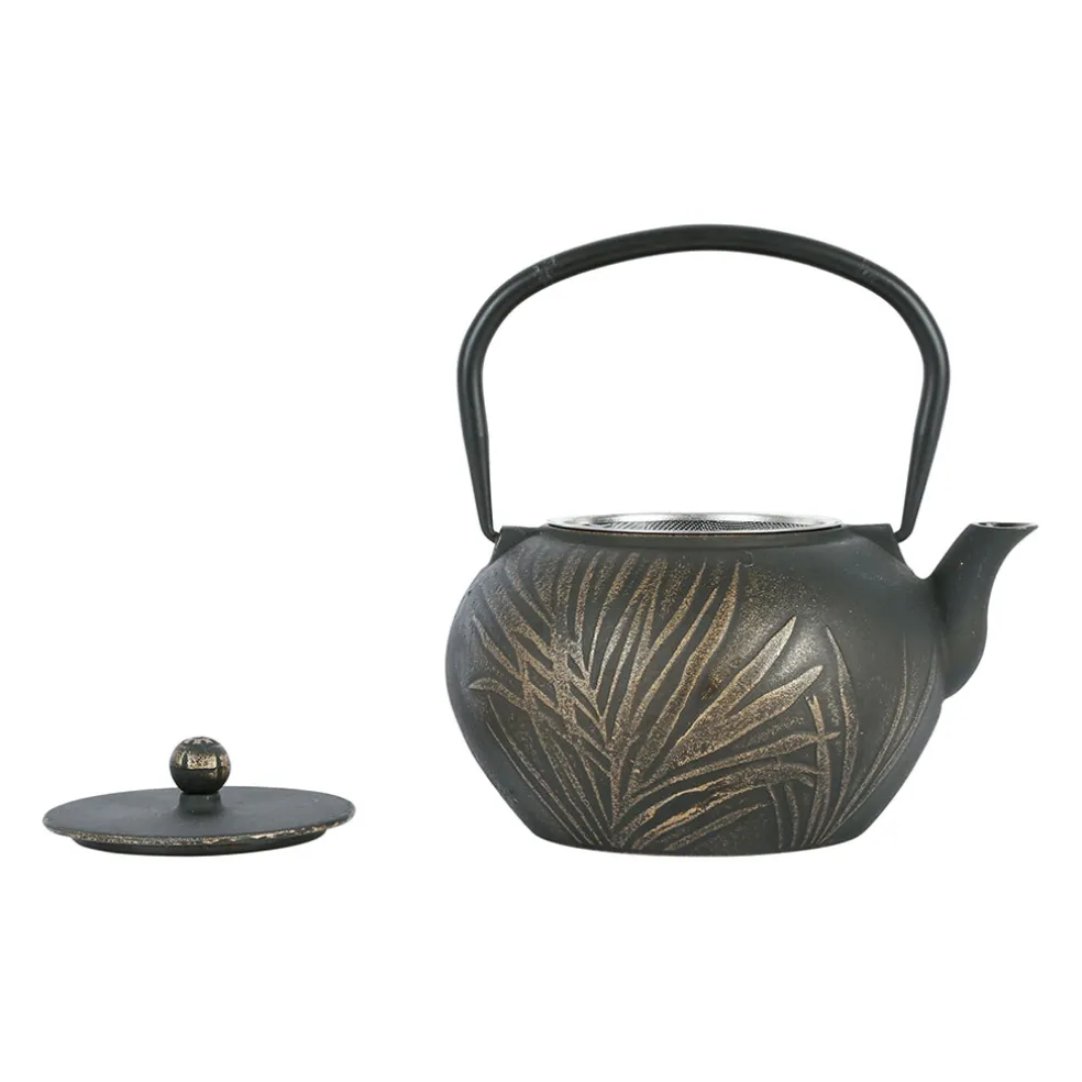 Théière avec filtre en fonte noire et dorée 1.5l - Exaltation