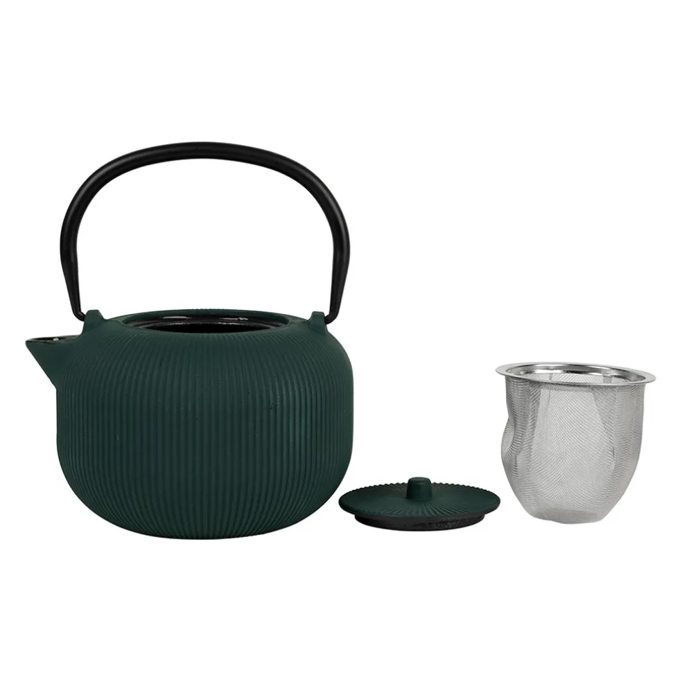 Théière en fonte et inox vert 1L - Tresse