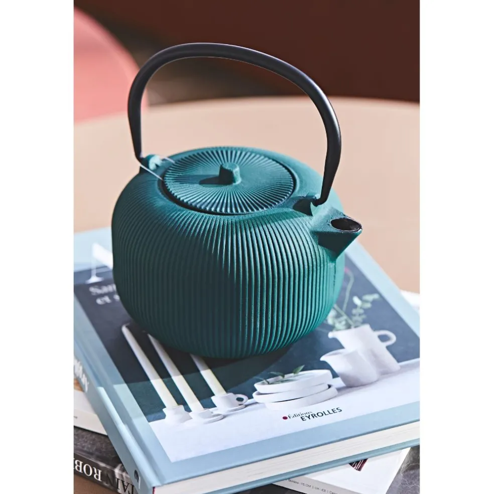 Théière en fonte et inox vert 1L - Tresse