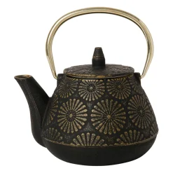 Théière en fonte noir et doré - Lotus