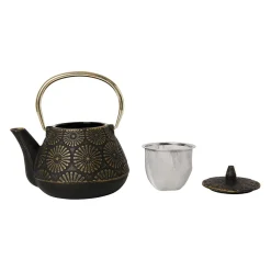 Théière en fonte noir et doré - Lotus
