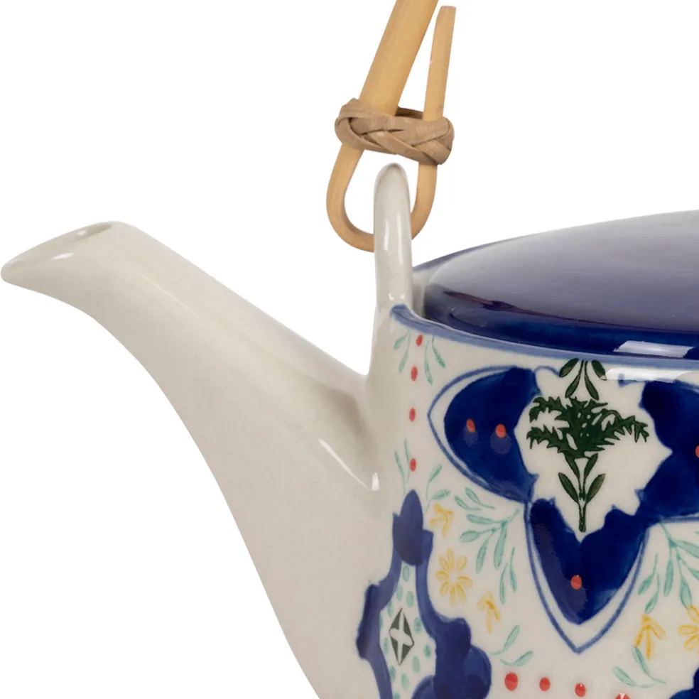 Théière en grès bleu avec filtre inox 1L - Azulejo