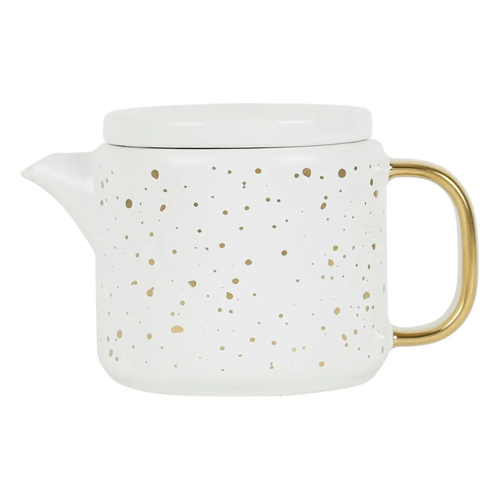 Théière en grès mat blanc et doré 60cl - Astre