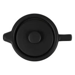 Théière en grès noir mat et bois avec filtre - nordika