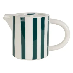 Théière rayée en grès émeraude et blanc avec filtre 1l - Alaria