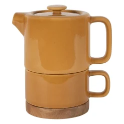Théière solitaire en grès moutarde avec filtre 45cl - Nordika