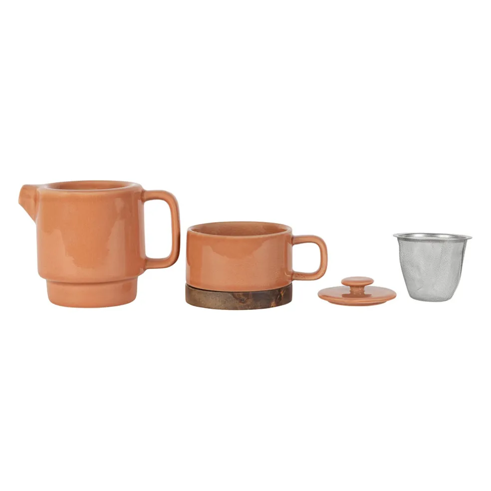 Théière solitaire en grès terracotta avec filtre 45cl - Nordika