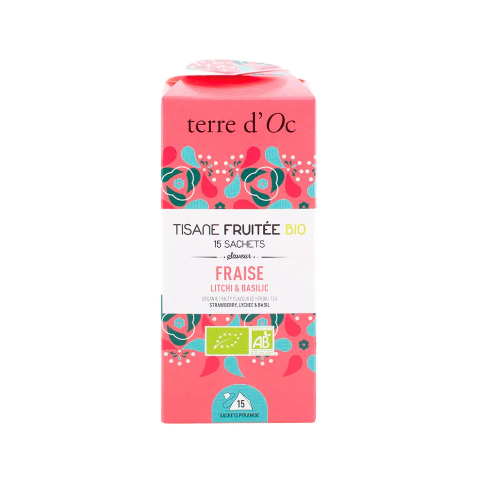 Tisane 15 sachets fruitée bio saveur fraise litchi et basilic