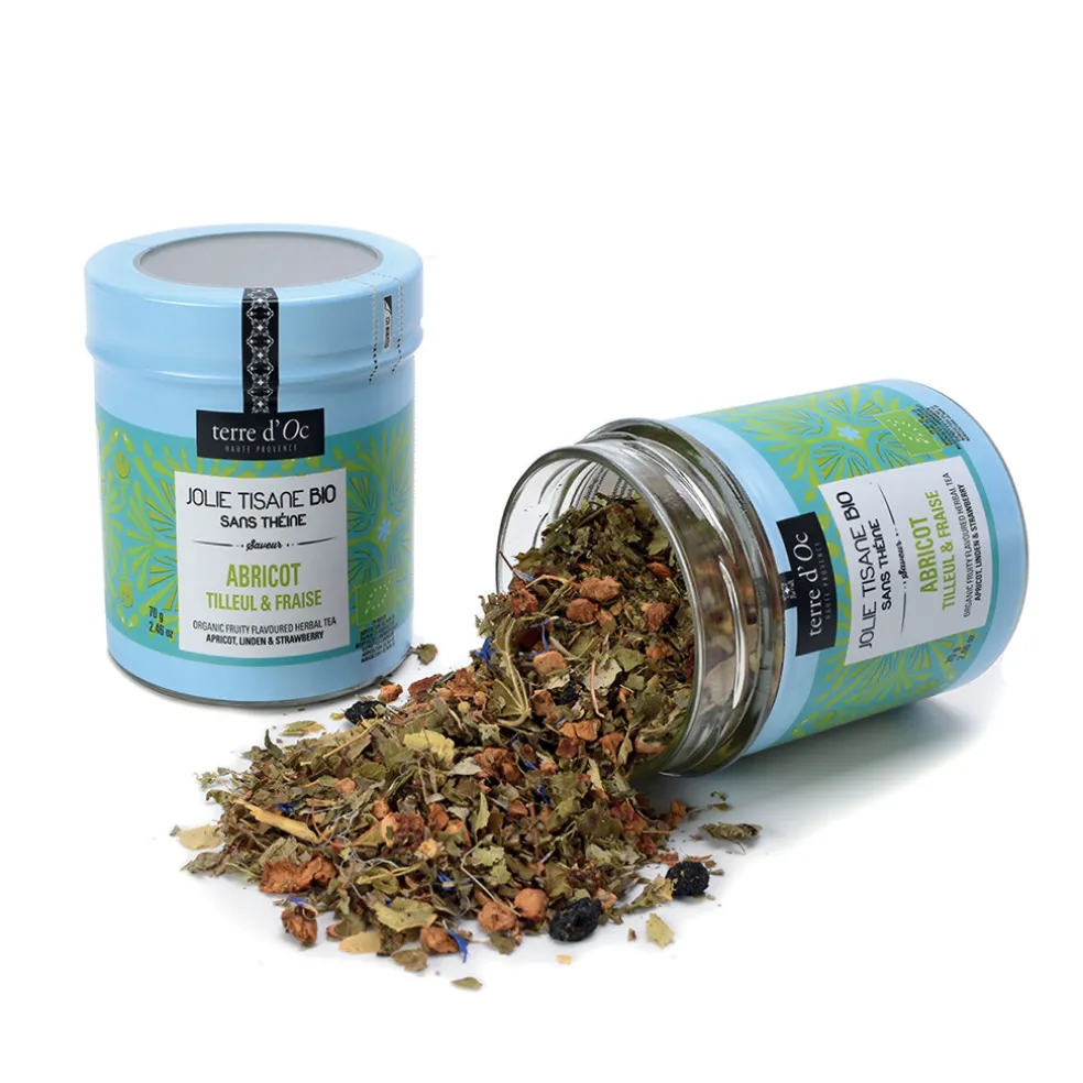 Tisane abricot tilleul fraise- pot en métal - 70g ab