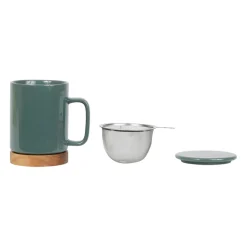 Tisanière en grès avec filtre kaki - nordika