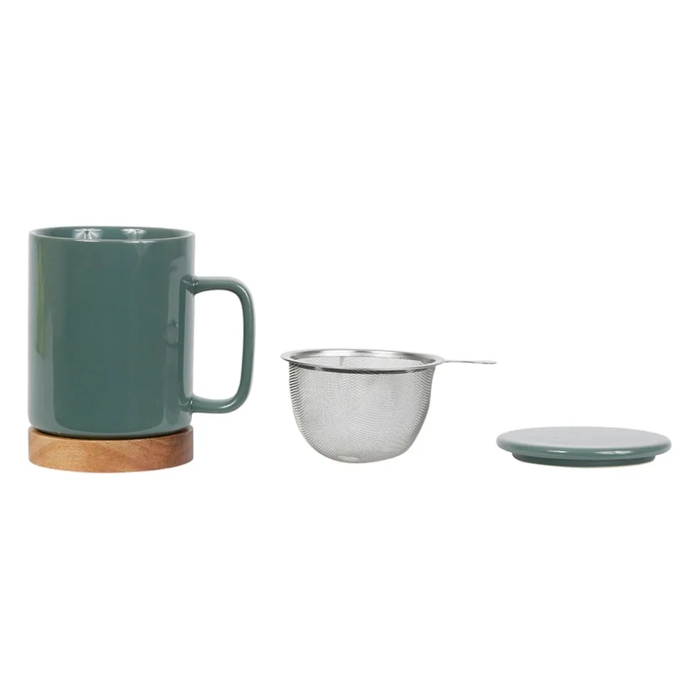 Tisanière en grès avec filtre kaki - nordika