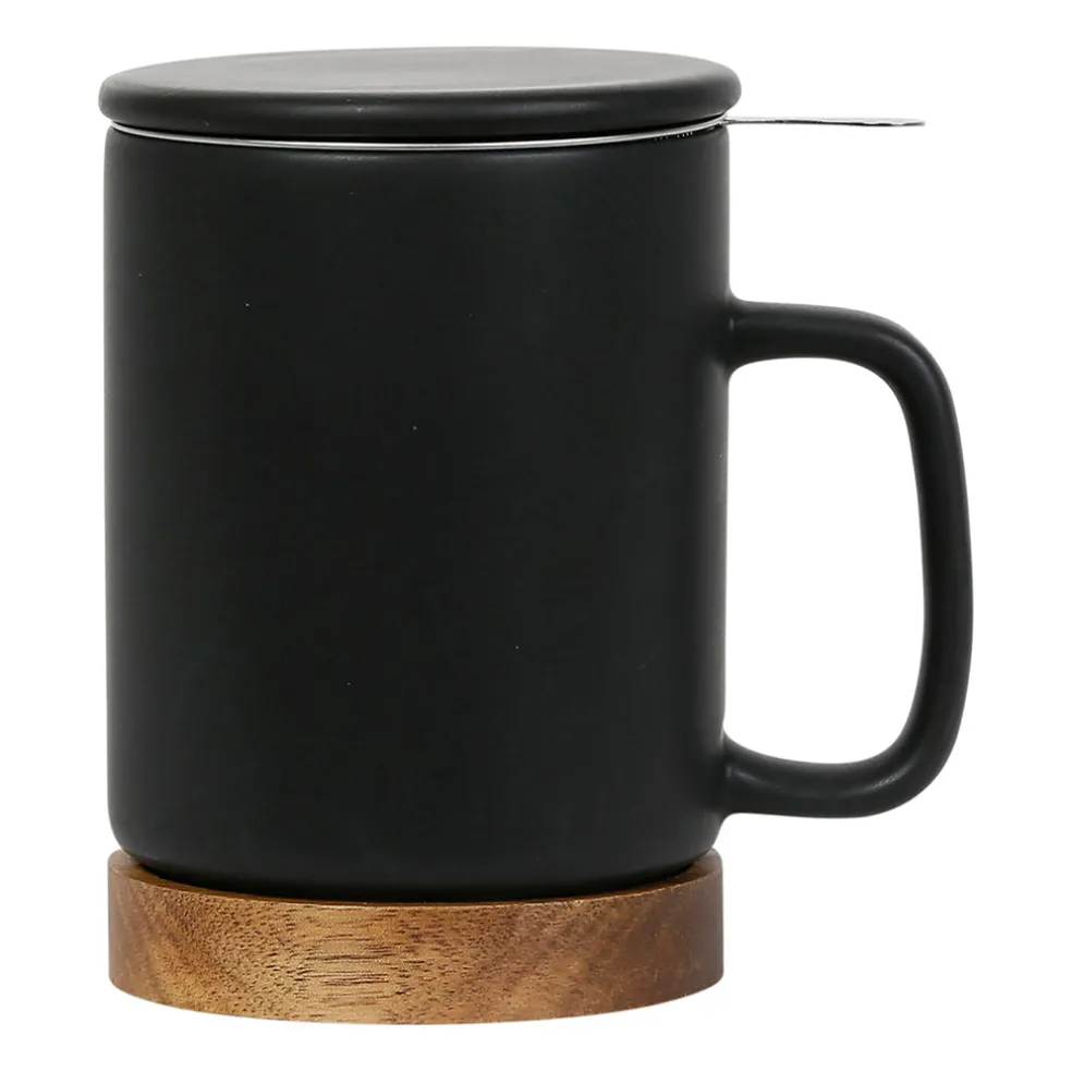 Tisanière en grès avec filtre noir mat - nordika