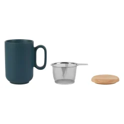 Tisanière en grès avec filtre bleu mat - baltika