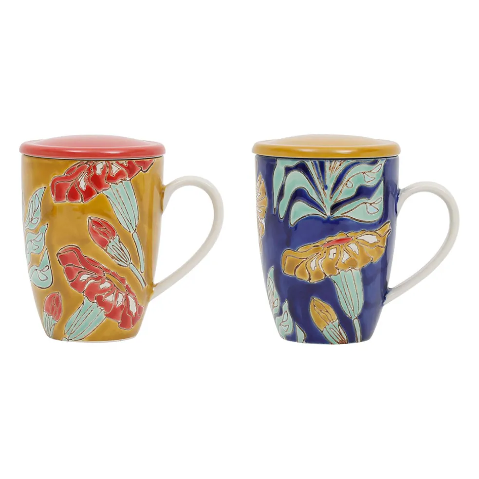 Tisanière en grès et inox multicolore 30cl - Flaura