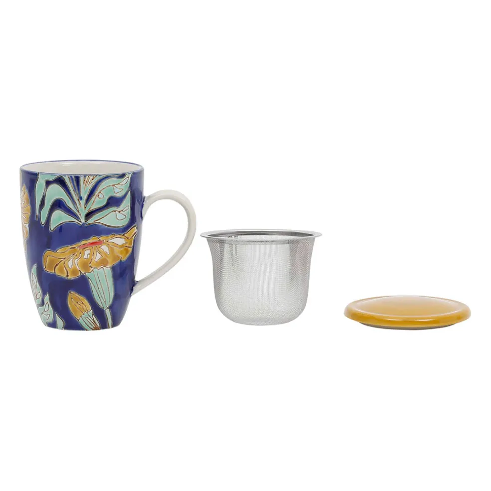 Tisanière en grès et inox multicolore 30cl - Flaura