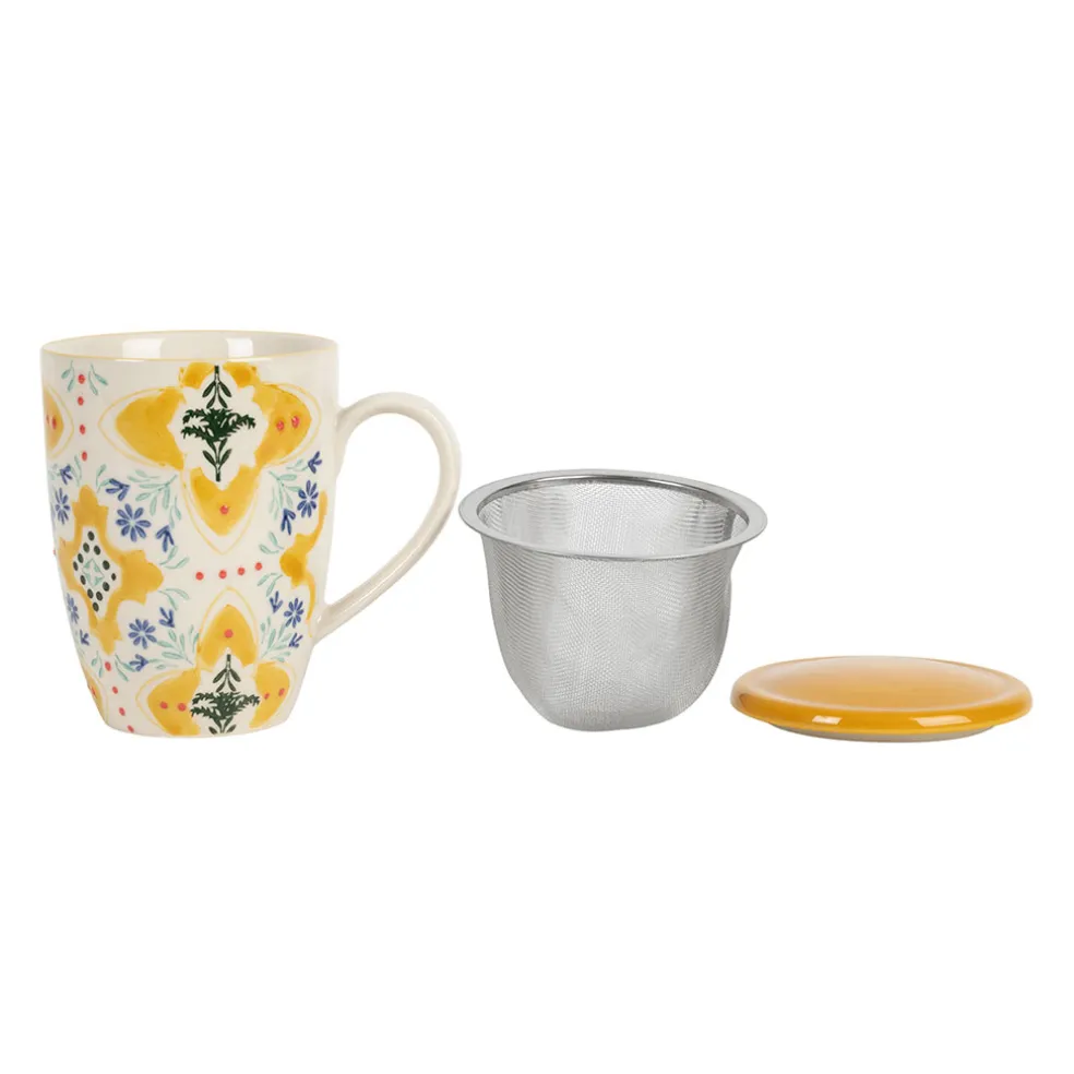 Tisanière en grès jaune avec filtre inox 30cl - Azulejo