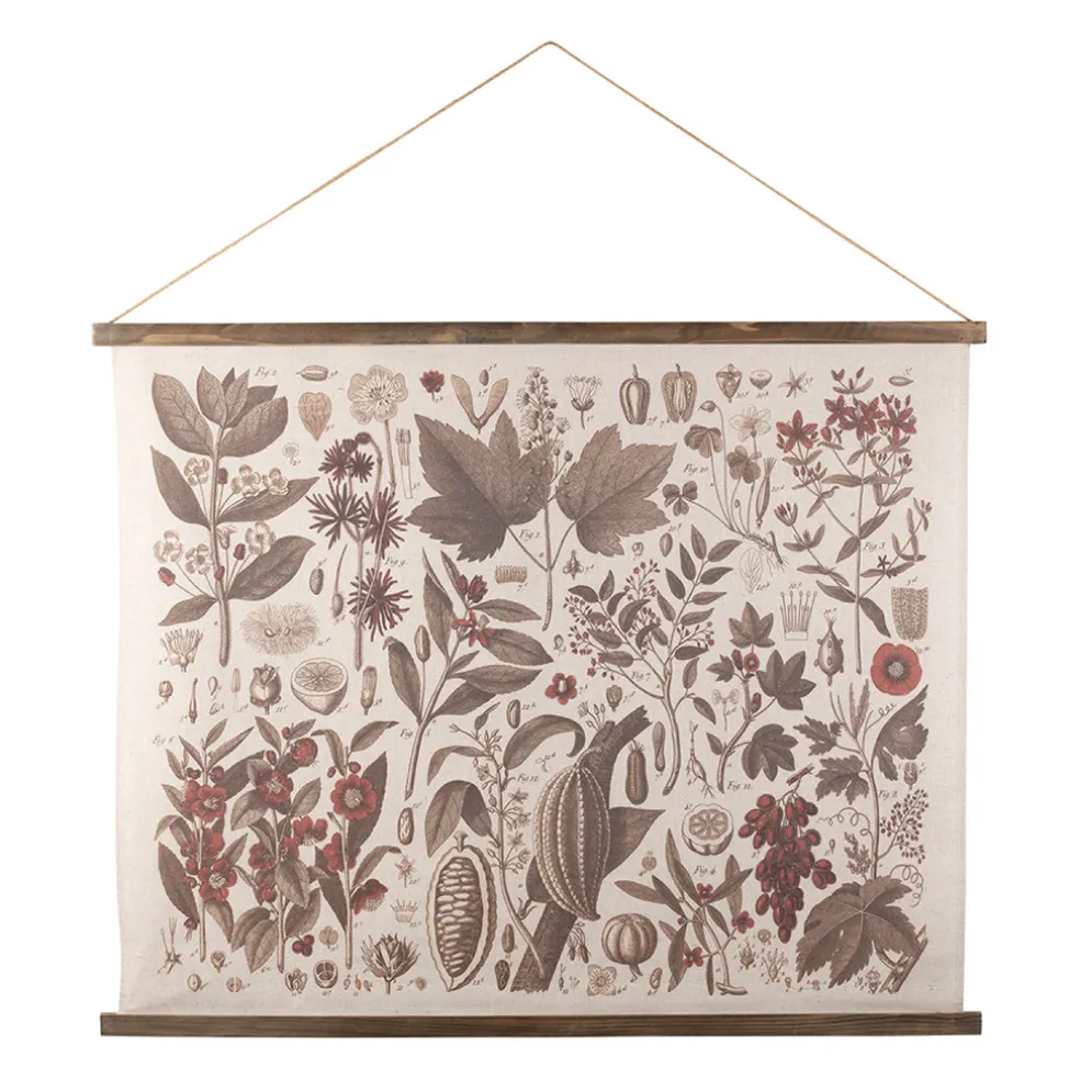 Toile en tissu et sapin brun 100x81cm - Botanique