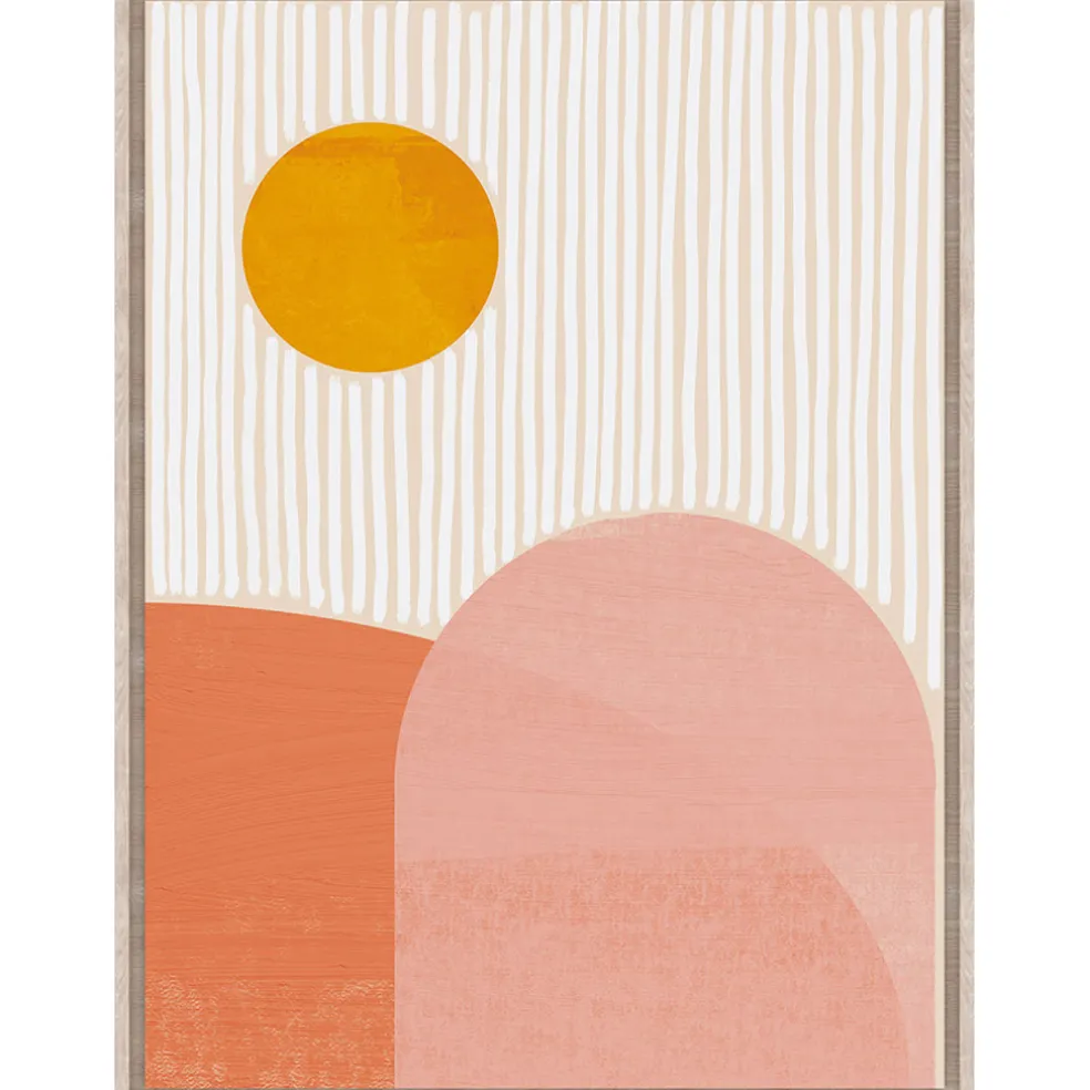 Toile encadree montagnes 60x80cm rose