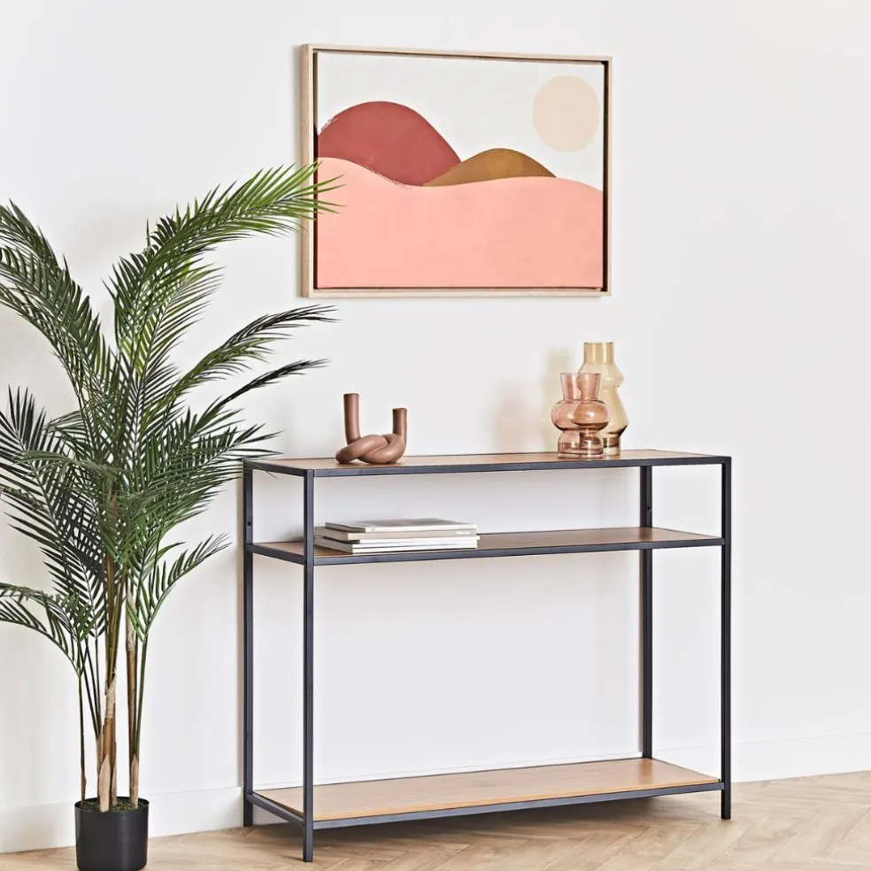 Toile encadree montagnes 50x70cm rose