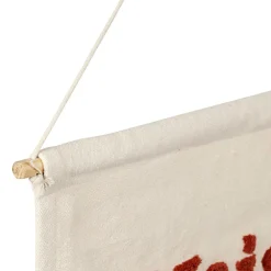 Toile maison amour en coton écru et rouge 66x50cm - Famille