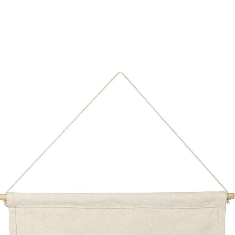 Toile maison amour en coton écru et rouge 66x50cm - Famille