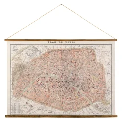 Toile plan de Paris en tissu et sapin 125x86cm