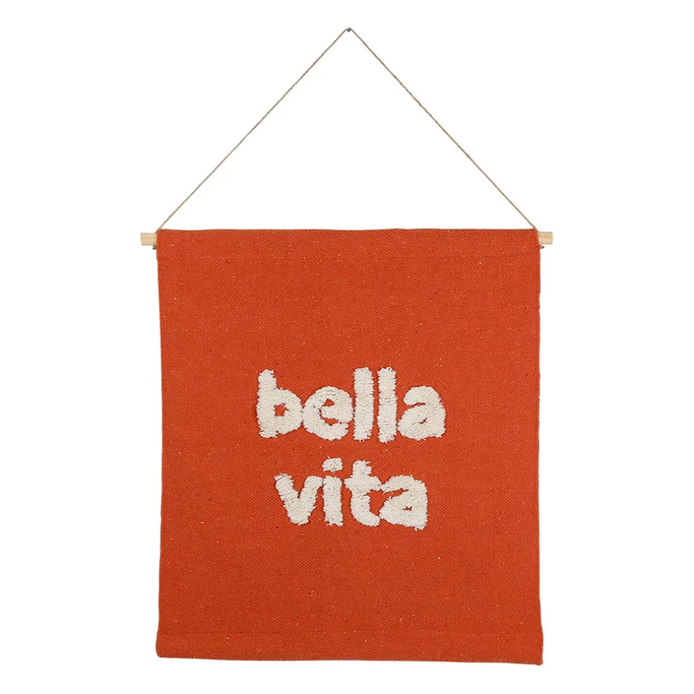 Toile "bella vita" en coton et bois corail 60x70cm - Palma