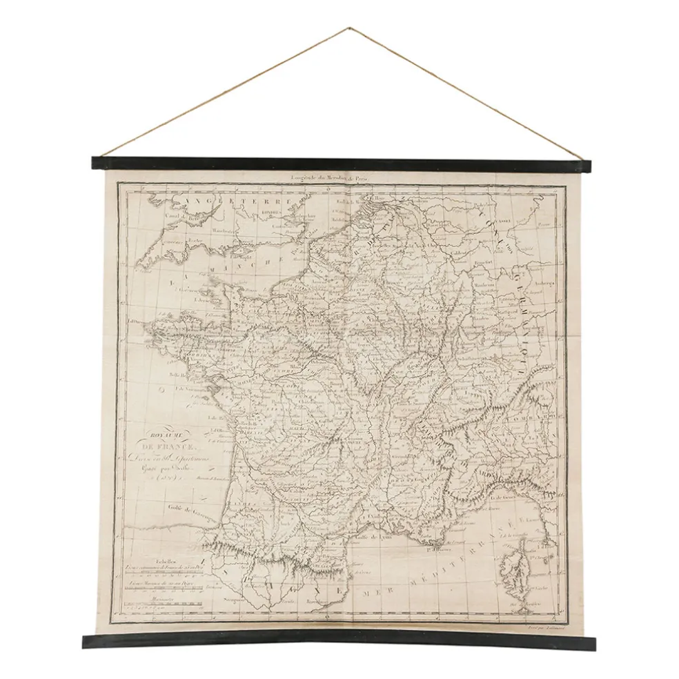 Toile "carte royaume de fr beige 98x96cm