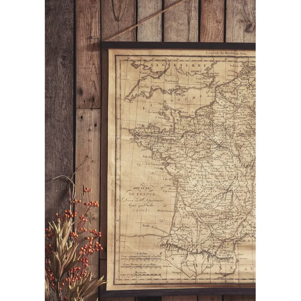 Toile "carte royaume de fr beige 98x96cm