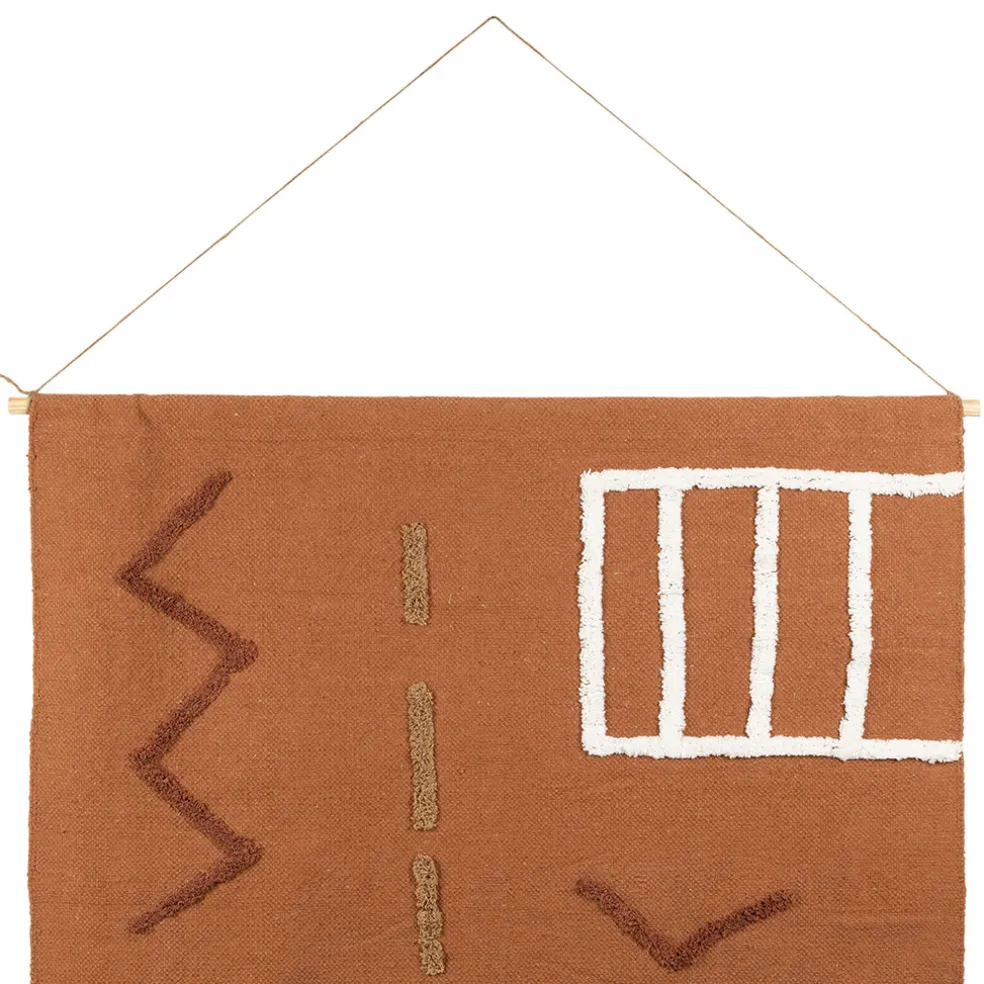 Toile tufté en coton terracotta 120x110cm - Minimal