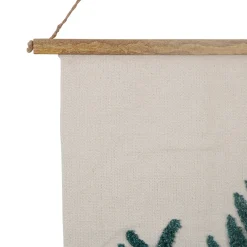 Toile tuftée écru, terracotta et émeraude en coton - sweet leaves