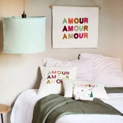 Toile tuftée en coton multicolore 60x50cm - Amour
