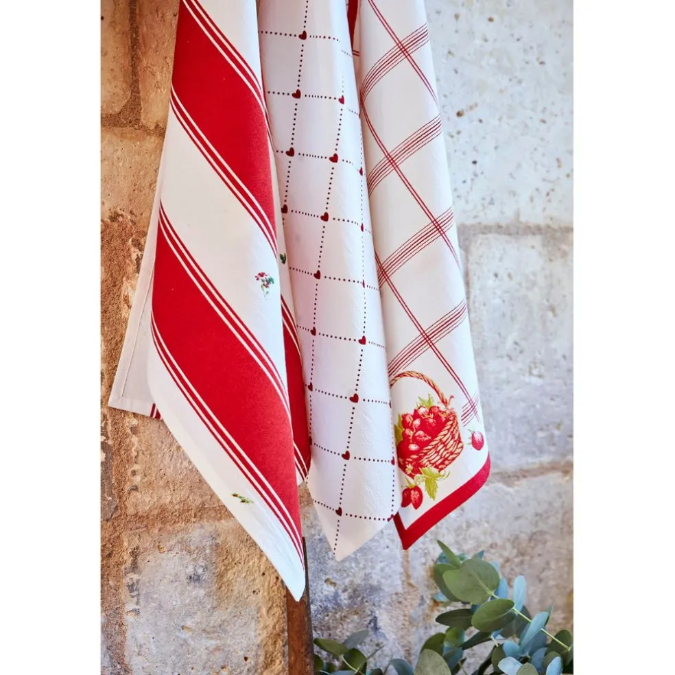 Torchon coeur en coton rouge 50x70cm - P'tit Cœur