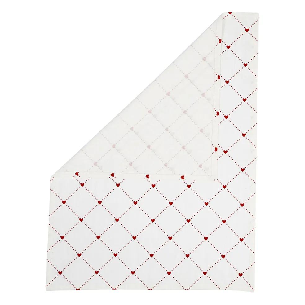 Torchon coeur en coton rouge 50x70cm - P'tit Cœur