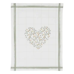 Torchon collect cœur vert 50x70cm en coton - louise