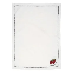 Torchon en coton blanc avec fraises 70x50cm - A La Ferme