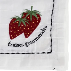 Torchon en coton blanc avec fraises 70x50cm - A La Ferme