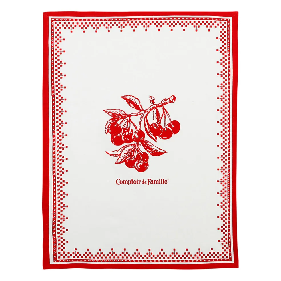 Torchon en coton rouge 50x70cm - Damier