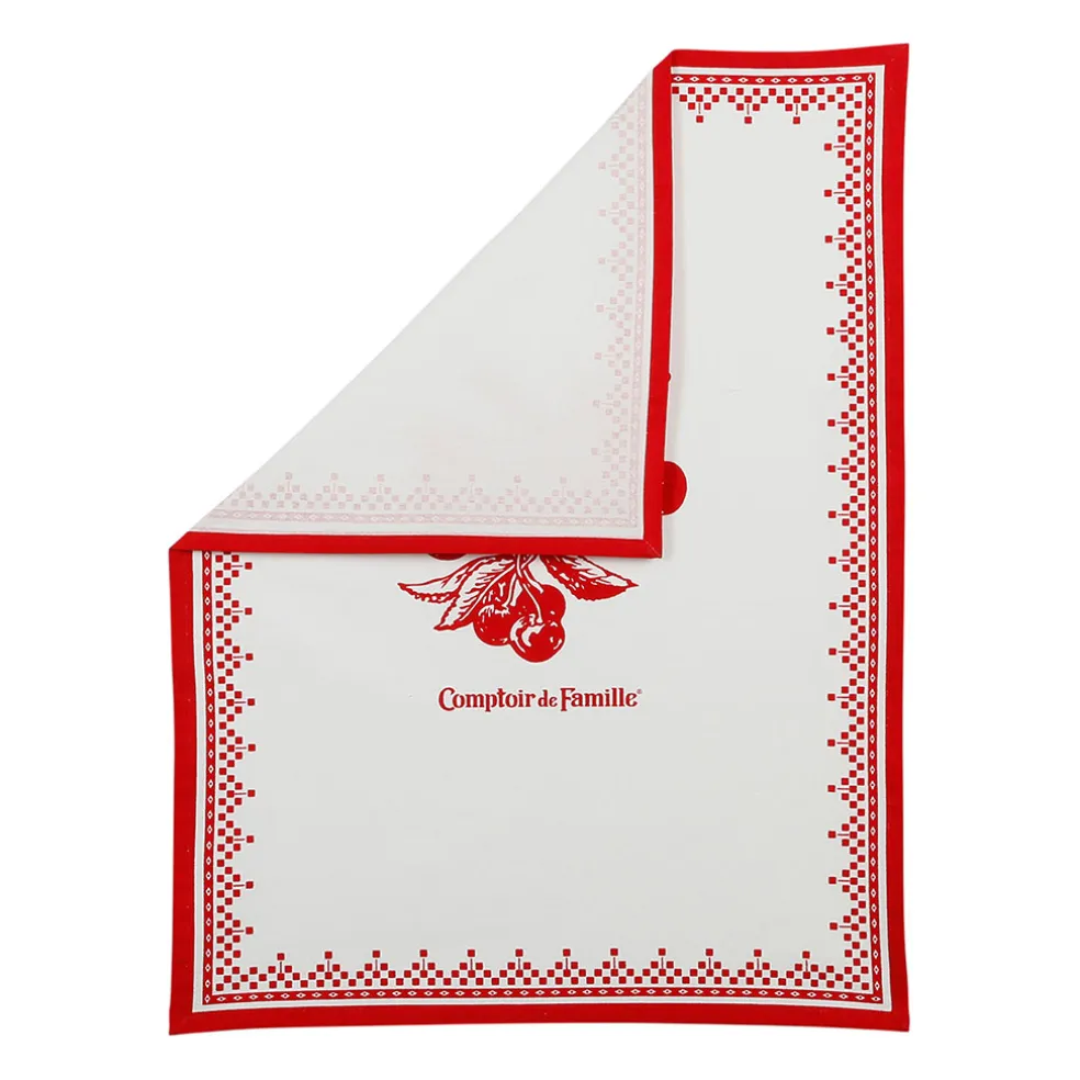 Torchon en coton rouge 50x70cm - Damier