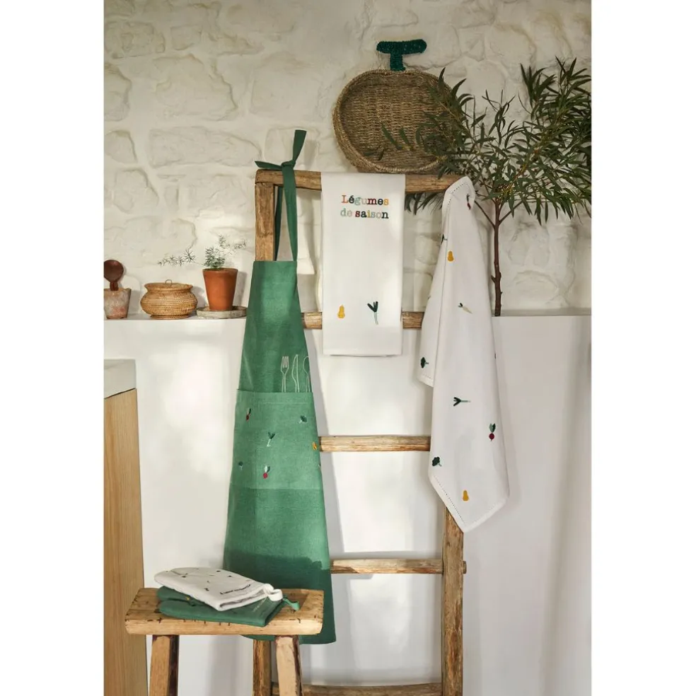 Torchon saison en coton écru 70x50cm - P'tit Legumes