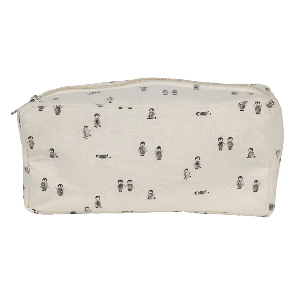Trousse de toilette banquise en coton écru et gris - Sweetdream