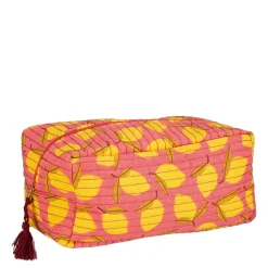 Trousse de toilette citron en coton rose